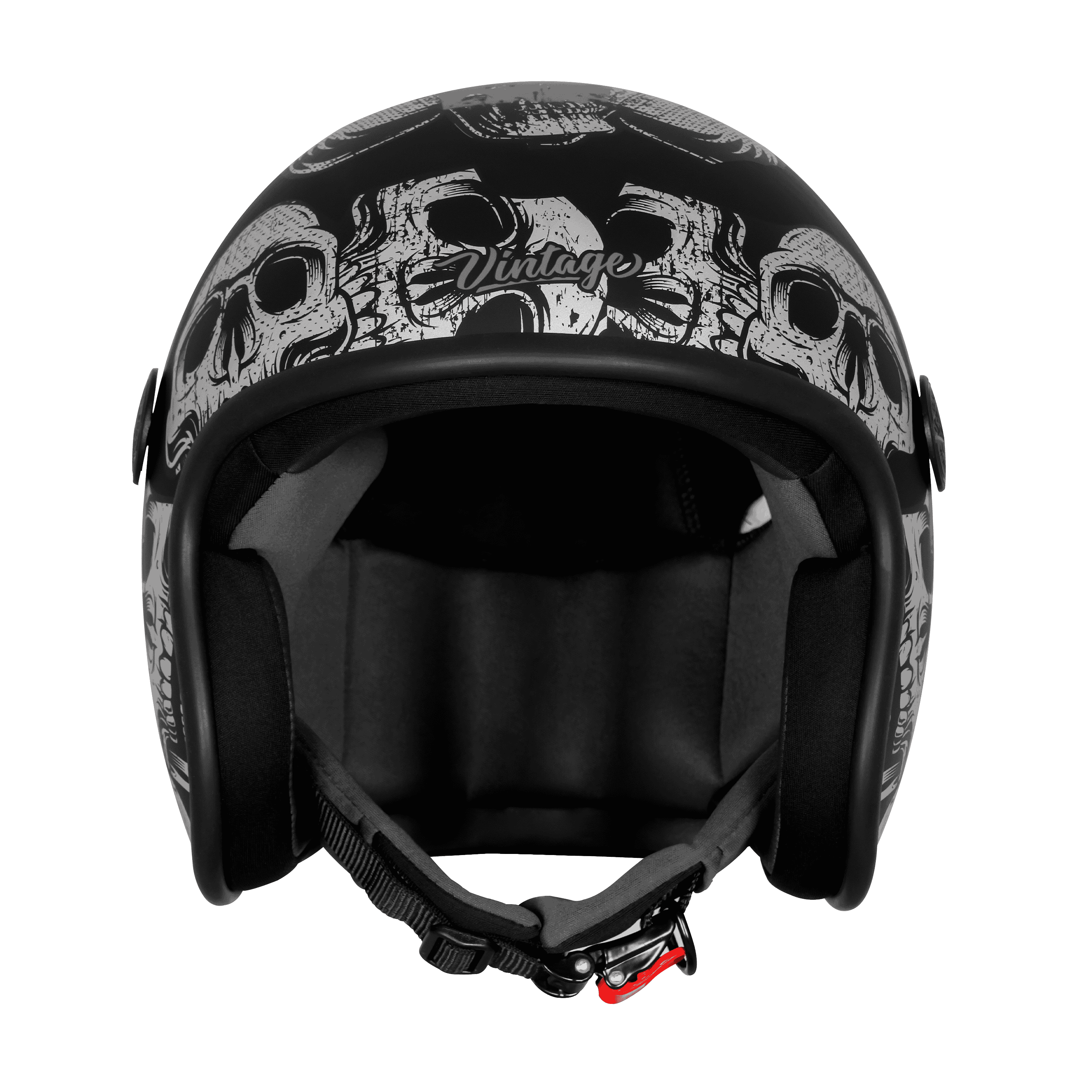 SBH-55 VINTAGE SKULL GLOSSY BLACK WITH GREY
